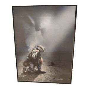Catholic print picture - KNEELING SOLDIER B - Print Mounted Fiberboard 12"x16"